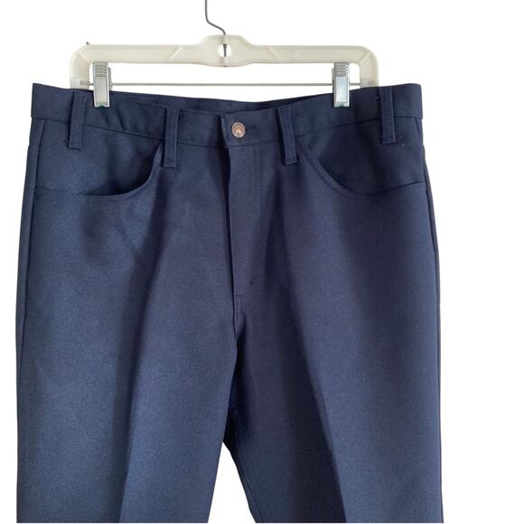 Vintage 70s Levis Black Tab Blue Dacron Polyester Western Pleated Pants Sz 34x26 - Picture 5 of 14